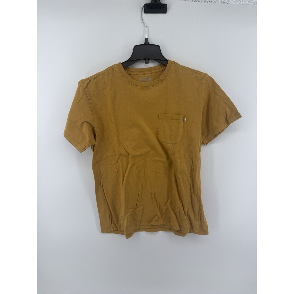 Katin Men’s Yellow Pocket Short Sleeve T-Shirt 100% Organic Cotton Size Large